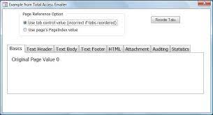 When you click on the tab pages, the tab control's change event fires and a message box shows the caption of the selected tab. Microsoft Access Tab Control On Forms Reference Tab Pages By Its Pageindex Rather Than Tab Control Value