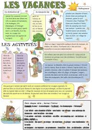 Les Vacances Languageresources Language Resources Aprender Frances Ensenanza De Frances Clases De Frances