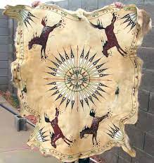 Native American Style Mule Deer Hide Painting Plains Indian Western Southwest Wall Art Hanging Native American Art American Indian Art Native American Artwork