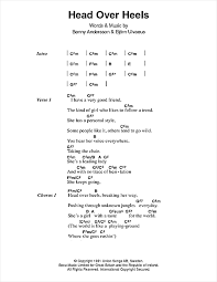 Head Over Heels Guitar Chords Lyrics Print Sheet Music Now