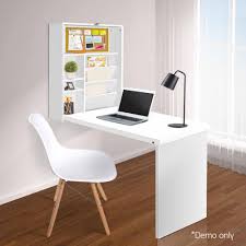 Storage area with varied shelf sizes for organization. Artiss Foldable Wall Mount Computer Desk Study Office Table Storage Bookcase 9350062094150 Ebay