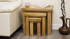 Everything is solid white oak except for the drawer fronts, which are walnut. Oak Nest Of Tables Light Dark Oak House Of Oak
