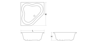 Tercet whirlpool with flange, white. K 1160 Tercet 5 Foot Corner Whirlpool Kohler