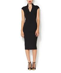 Black High Collar V Neck Dress Long Knitted Dress V Neck Dress Dresses