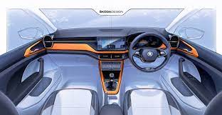 The new škoda kushaq is an embodiment of striking design aesthetics complete with a prominent grille and an impressive front bumper. Interieurskizze Gibt Ersten Einblick In Den Skoda Kushaq Presseportal