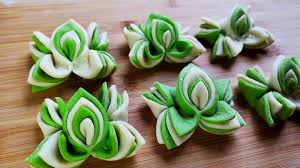 1碗面粉1碗菠菜汁 教你做好看的花卷 外面都买不到 creative food art pastry design creative food