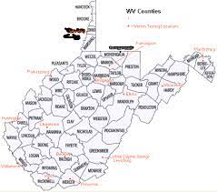 Wv County Map With Cities Wv Counties And Test Centers Map