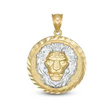 With luxury bracelets available in yellow gold, rose gold and silver, you're sure to find one that truly suits your unique style. Multi Finish Lions Head Medallion Necklace Charm In 10k Two Tone Gold Banter