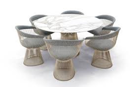 Marble Dining Table And Six Chairs By Warren Platner For Knoll In 2020 Marble Dining Dining Table Marble Dining Table