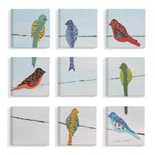 Colored Birds On A Wire Wall Art The Stupell Home Decor Collection Birds Sitting On Wirewall Art Set Canvas Wall Art Set Wall Canvas Painting Patterns