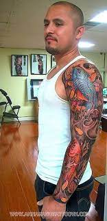Colored Japanese Koi Fish Sleeve Tattoos Japanesetattoos Koi Fish Sleeve Tattoo Koi Tattoo Sleeve Full Sleeve Tattoos