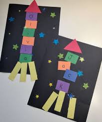Outer Space Crafts Alphabet Spaceship Craft The Inspired Home Space Crafts Space Preschool Space Crafts For Kids