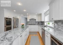 This is almost like the silestone quartz countertop design concept. Foxborough White Kitchen With Unique Island Norfolk Kitchen Bath