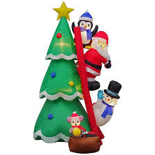 Santa's workshop is the legendary workshop where santa claus is said to make the toys and presents given out at christmas. Holiday Gemmy Inflatable Christmas Tree And Decorations With Ladder Santa Claus And Friends 118189 Reno Depot