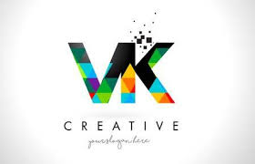 Vk V K Letter Logo With Colorful Vivid Triangles Texture Design Letter Logo Texture Design Lettering