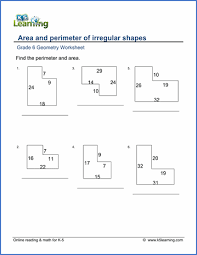 Grade 6 Geometry Worksheet Area And Perimeter Of Irregular Rectangles Area And Perimeter Geometry Worksheets Perimeter Worksheets