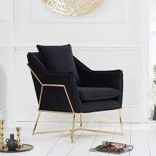 Gamma Velvet Accent Lounge Chair In Black With Brass Frame Black Velvet Chair Velvet Accent Chair Black Lounge Chair