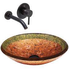 10% coupon applied at checkout. Janus Glass Vessel Sink And Olus Wall Mount Faucet Set In Antique Rubbed Bronze