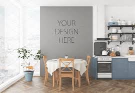 Interior Mockup Artwork Background Pink Kitchen Interior Pink Kitchen Mockup Free Psd