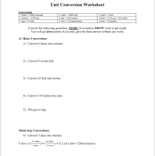 First, we convert seconds into minutes and then minutes into hours. Solved Unit Conversion Worksheet 1 Conversions 1 Hour 3 Chegg Com
