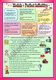 Learn courses advanced level verb tenses present perfect modal perfects. Modals Perfect Infinitive Esl Worksheet By Asungilsanz