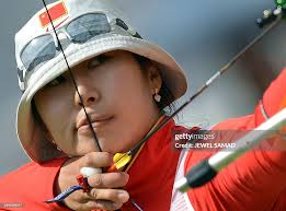China's Xu Jing competes during the archery women's individual... News  Photo