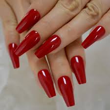 Nails oval red (with images) | almond shape nails, red nails, almond nails. Gorgeous Red Press On Ballet False Nails Long Ruby Red Coffin Ballerina Uv Fingersnails Free Adhesive Tapes 24pcs Set False Nails Aliexpress