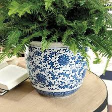 Blue White Chinoiserie Planter Ballard Designs Blue And White Living Room Blue White Decor White Planters