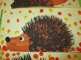 Igel Mit Gabeldruck Basteln Mit Kindern Winter Vorschulkunst Herbstbastelprojekte