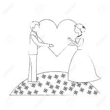Illustration of wedding couple with wedding dress. Bride And Groom With Heart Wedding Day Vector Illustration Sketch Royalty Free Cliparts Vectors And Stock Illustration Image 114995206
