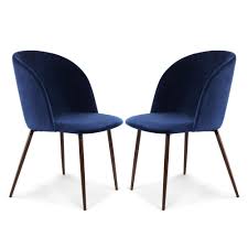 Edgemod Kantwell Space Blue Velvet Dining Chair Set Of 2 Hd 372 Blu W X2 The Home Depot Velvet Dining Chairs Blue Velvet Dining Chairs Dining Chairs