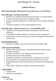 Cv templates can also be a convenient place to store and update your professional history as your career progresses. Asset Manager Cv Template Examples Audit Finance Management Jobs