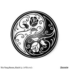 Yin Yang Roses Black Classic Round Sticker Zazzle Com Yin Yang Art Yin Yang Designs Yin Yang Tattoos