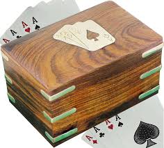 The cards pictured are oversized, you will be able to fit more standard size playing cards in your card holders. Wooden Playing Card Holder Case Handmade Playing Card Decorative Box For 2 Deck 4 8 Inch Buy Online In Malta At Desertcart 29286026