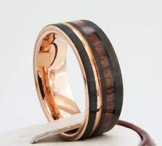 Black Tungsten Ring Rose Gold Wedding Band Wood Inlay Groove Etsy Black Tungsten Rings Rose Gold Tungsten Ring Rose Gold Tungsten