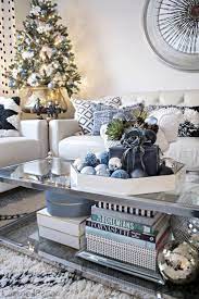 Denim Blue And White Christmas Christmas Decorations Living Room White Christmas Decor Christmas Living Rooms