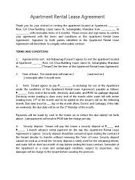 A contract between the landlord and tenant binds the parties to the lease. Apartment Rental Lease Agreement Lease Renting