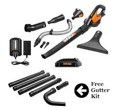 Wg545 1 Worx 20v Maxlithium Cordless Blower Sweeper Free Gutter Kit Included Cleaning Gutters Blowers Cleaning Kit