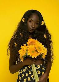 Beautiful Black And Yellow Flowers Badgalronnie Flowers In Hair Black Girl Aesthetic Yellow Aesthetic