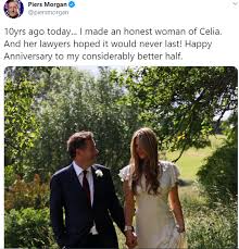 Twitter Users Troll Piers Morgan After He Shared Rare Photo From His Wedding To Celebrate His