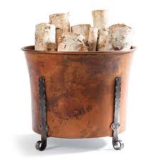 Copper Log Holder Frontgate Fireplace Accessories Firewood Storage Indoor Firewood Storage