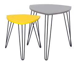 Equipez Votre Salon De Petites Tables Gigognes Falko Gris Et Jaune Centros De Mesa Mesas