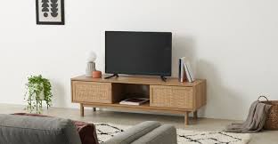 Expédié sous moins de 2 semaines. Pavia Wide Tv Stand Natural Rattan Oak Effect Grand Meuble Tv Grand Meuble Meuble Tv