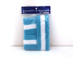 Sweatbands Light Blue Wrist Sweatbands For Work Or Play 1 Set Of Two Bands New Package Sporting Goods