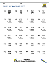 Subtraction with regrouping worksheets 3rd grade 1: Three Digit Subtraction With Regrouping Worksheets