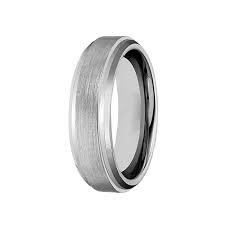 6mm Silver Matte Brushed Step Edge Tungsten Carbide Ring Men Wedding Band