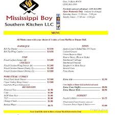 Southern kitchen menu richmond va. Menu Of Mississippi Boy Southern Kitchen In Merrillville In 46410