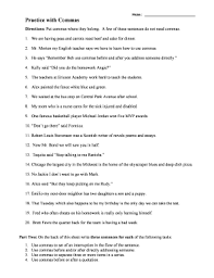 Next to the number, write the letter code(s) for the comma rule(s) in that item. Practice With Commas Fill Online Printable Fillable Blank Pdffiller