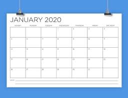 Sale 11 X 17 Inch 2020 Calendar Template Instant Download Etsy In 2020 Calendar Template 2020 Calendar Template Calendar