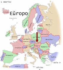 Mapa europy z losowo połączonymi państwami. Mapy Letnie Studium Esperanta